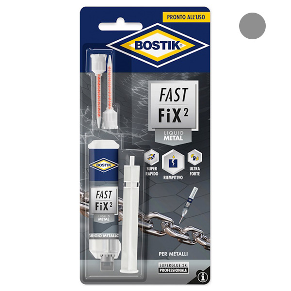 UHU Bostik Fast FIX2 Liquid Metal Siringa Colla Bicomponente GR10 - UHU BOSTIK